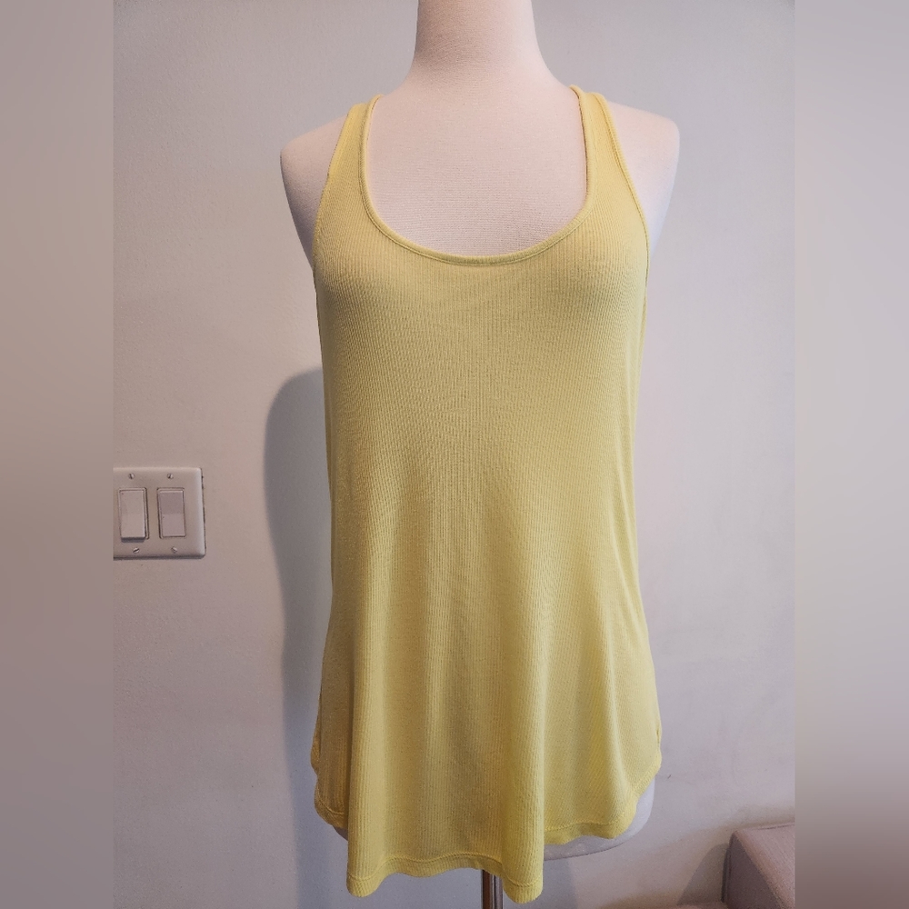 H&M Neon Yellow Ribbed Racerback Tank, US Size M - Picture 2 of 6